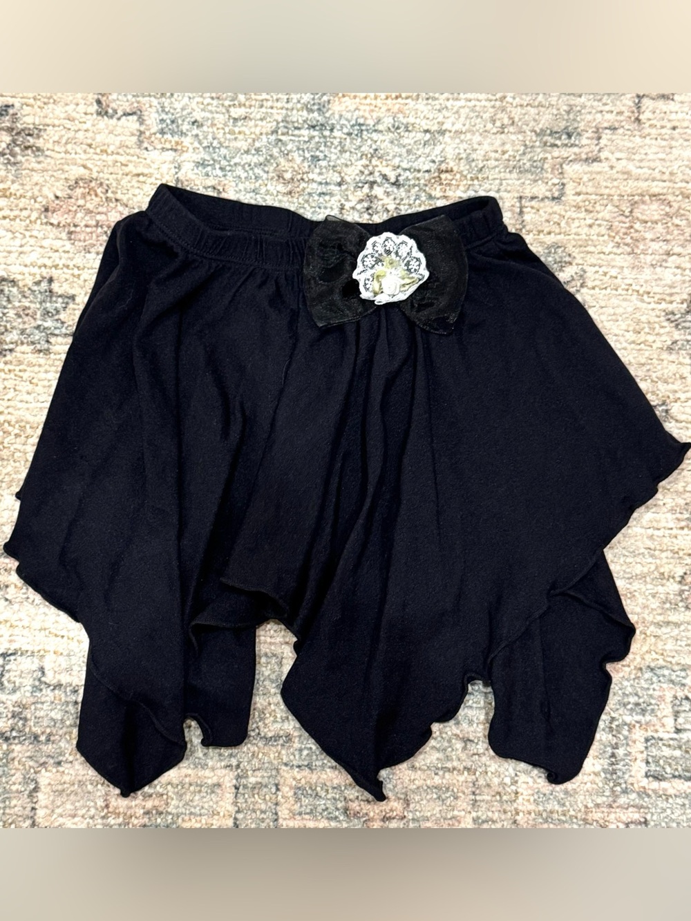 Ballet dance skirt black “Jacques Moret”handkerchief Hem w/ Bow Sz 6/7